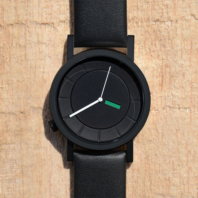 CT02-04 (38mm) All Black Sandblast Case & Black Genuine Italy Leather